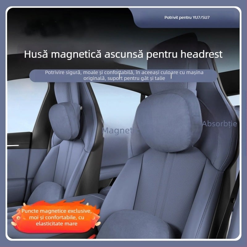 Perna pentru gât auto cu suport pentru talie — universală, exterior velur, umplutură din fibre sintetice, stil minimalist, pentru toate sezoanele