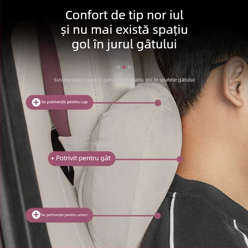 Perna pentru gât auto cu suport pentru talie — universală, exterior velur, umplutură din fibre sintetice, stil minimalist, pentru toate sezoanele