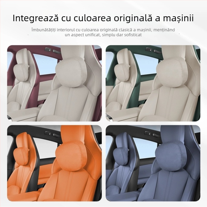 Perna pentru gât auto cu suport pentru talie — universală, exterior velur, umplutură din fibre sintetice, stil minimalist, pentru toate sezoanele