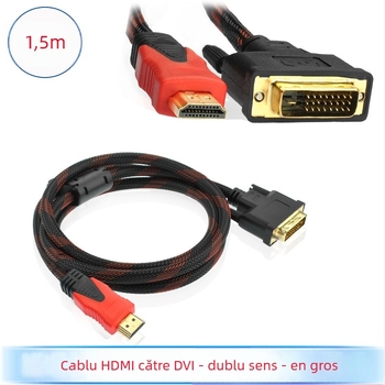 Cablu HDMI către DVI – cablu video din cupru pentru TV și PC, adaptor cablu
