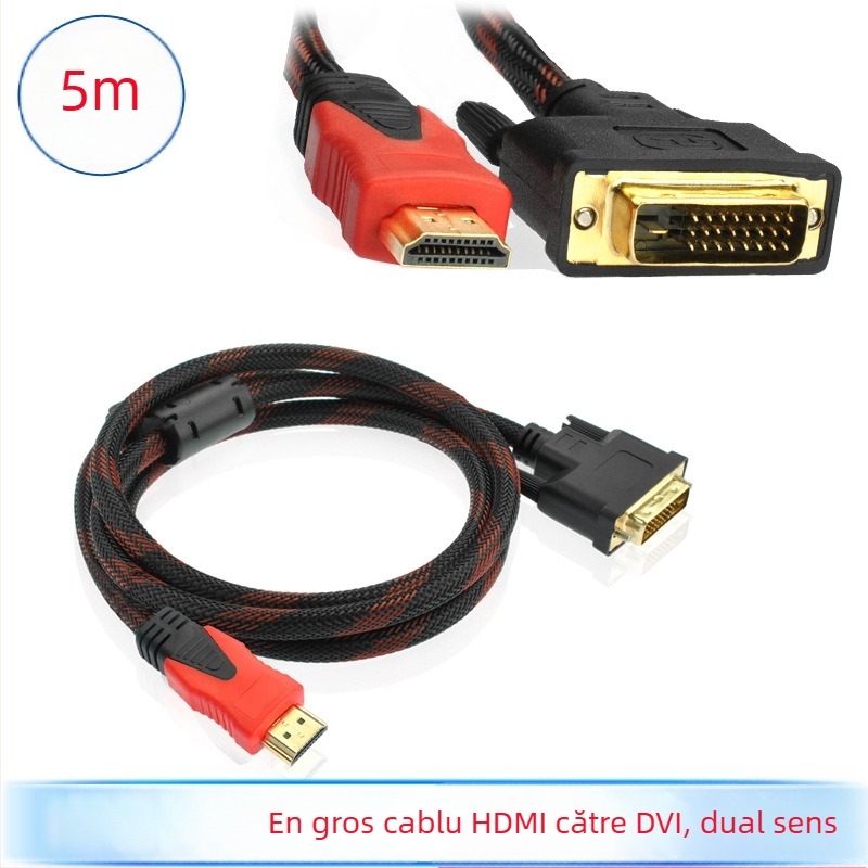 Cablu HDMI către DVI – cablu video din cupru pentru TV și PC, adaptor cablu