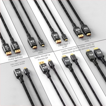 Cablu DisplayPort la DisplayPort, 8K/16K HD video, cupru fără oxigen, placat cu aur, lungime 1 m