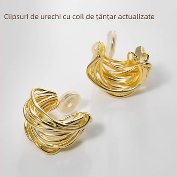 Clipuri metalice pentru urechi, cu formă de C geometrică, electroplacate, pentru femei
