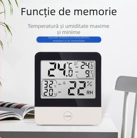 CJM-5001a Măsurător digital de temperatură și umiditate cu memorie pentru temperaturi maxime/minime, pentru sere și industria de creștere — interval -40 la 50°C, precizie a umidității 0,1% RH