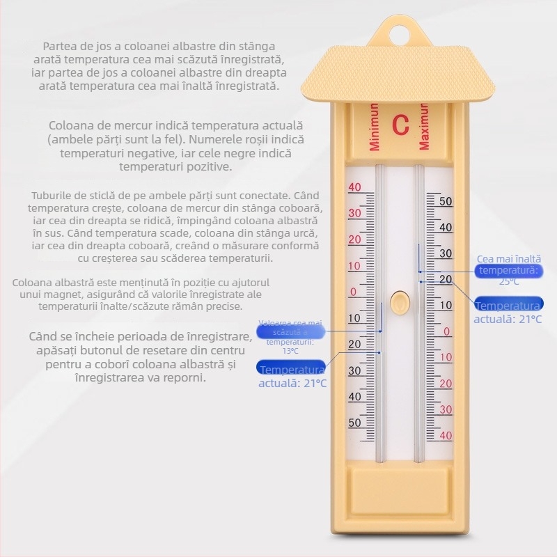 CJM-5001a Măsurător digital de temperatură și umiditate cu memorie pentru temperaturi maxime/minime, pentru sere și industria de creștere — interval -40 la 50°C, precizie a umidității 0,1% RH