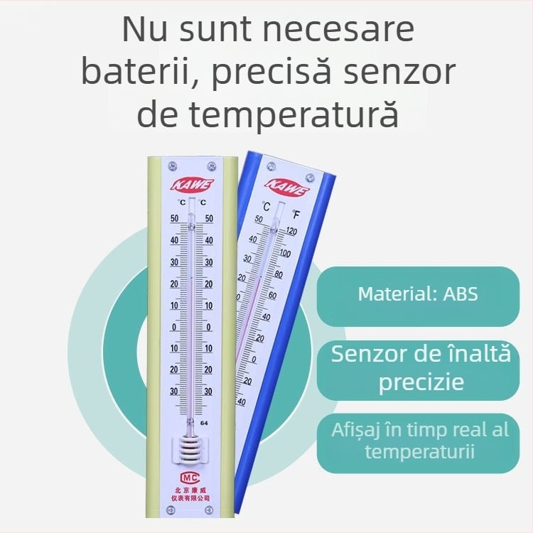 Termometru de perete pentru interior/exterior cu umiditate, interval -30 până la 50°C, precizie a temperaturii 0,5°C, precizie a umidității 0,5%, ABS plastic, model 199/209