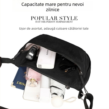 Geantă crossbody - Taslan impermeabil, Capacitate mare, Unisex, Pentru sporturi în aer liber, Broderie