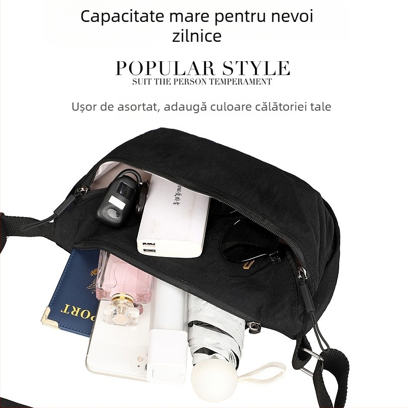 Geantă crossbody - Taslan impermeabil, Capacitate mare, Unisex, Pentru sporturi în aer liber, Broderie