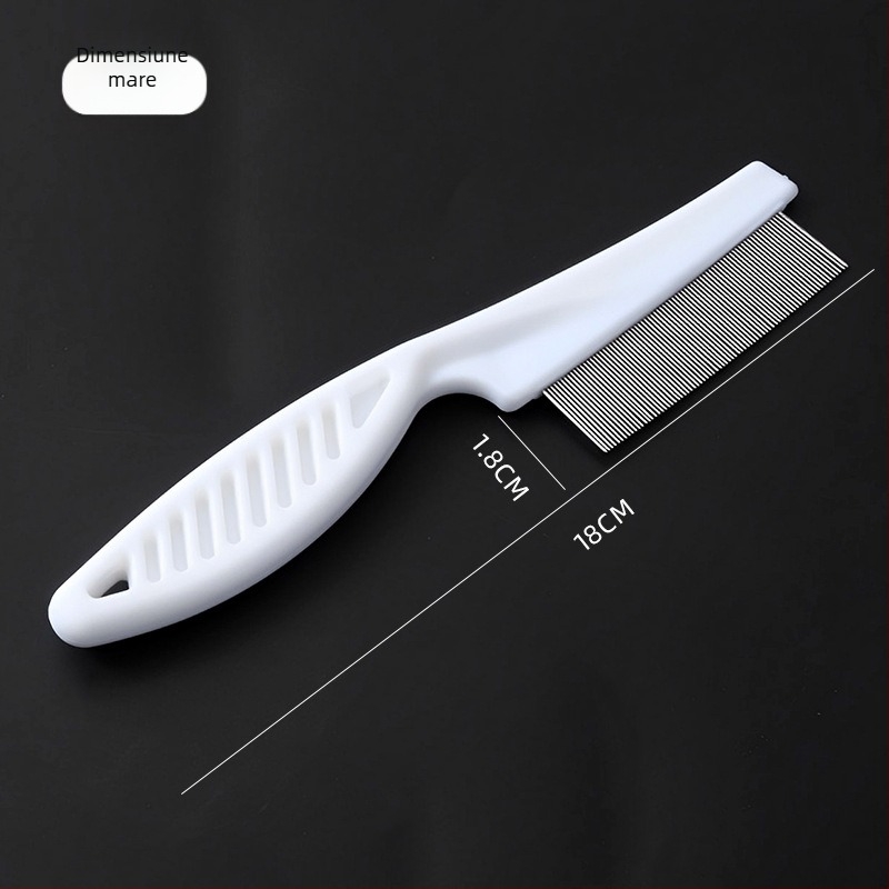 Pieptene pentru purici la pisici și câini, dinți fini, oțel, pentru blană lungă