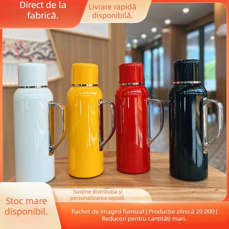 Cană termos din oțel inoxidabil 316, interior 316, carcasă 304, izolație 12–24 h, personalizabilă, separare ceai-apă