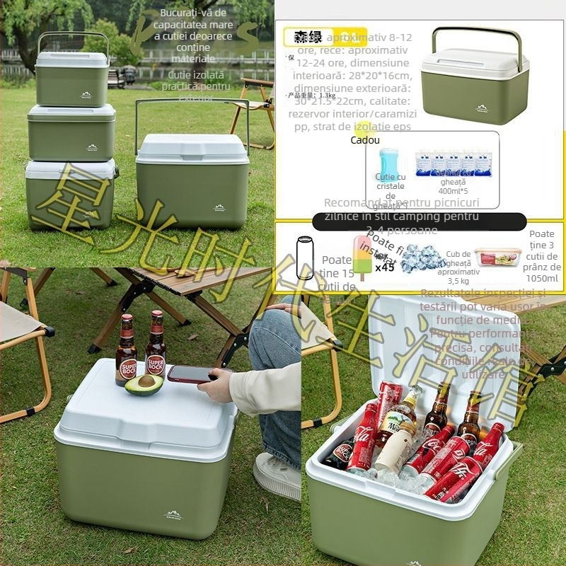 Cutie izolatoare pentru alimente pentru vehicul și camping în aer liber (din cauciuc, funcție auto-priming, pachet de gheață)