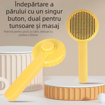 Pieptene de îngrijire pentru animale de companie (pisici și câini) — descurcător de noduri, pieptene cu ace, îndepărtarea părului liber; ABS + oțel inoxidabil; model PC001; Beach