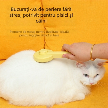 Pieptene de îngrijire pentru animale de companie (pisici și câini) — descurcător de noduri, pieptene cu ace, îndepărtarea părului liber; ABS + oțel inoxidabil; model PC001; Beach
