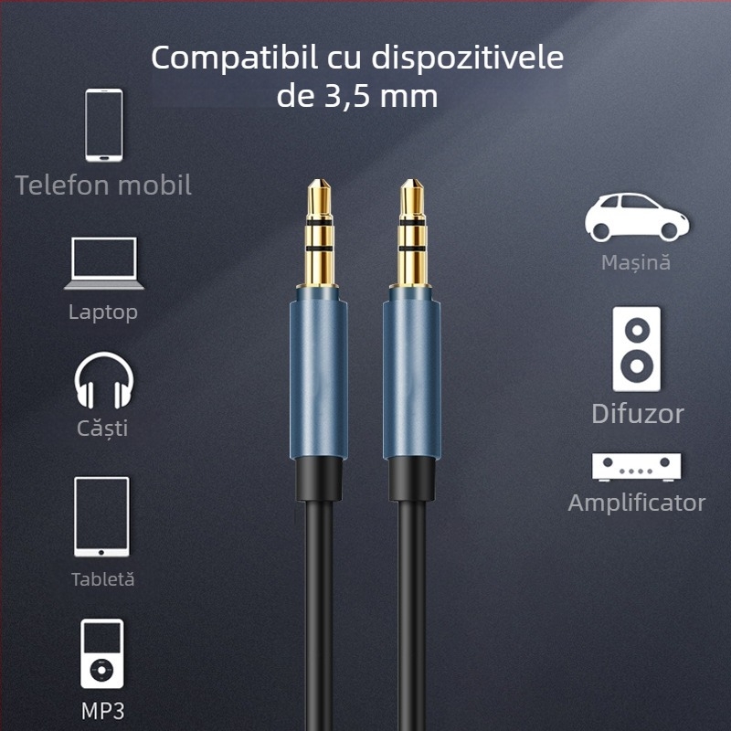 Cablu audio, 3,5 mm masculin la masculin, izolație TPE, conductori plăcați cu nichel, miez de cupru, IS9001 certificat