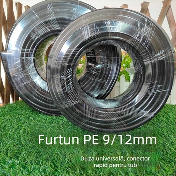 Sistem țevi PE pentru irigare prin picurare — instalare ușoară, durată lungă de viață, rezistență la coroziune; duză atomizată universală cu inserție rapidă și interfață reglabilă (Material: PE; Tip: irigare prin picurare)