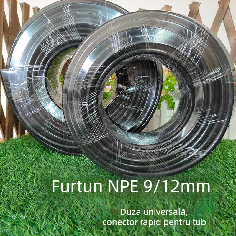 Sistem țevi PE pentru irigare prin picurare — instalare ușoară, durată lungă de viață, rezistență la coroziune; duză atomizată universală cu inserție rapidă și interfață reglabilă (Material: PE; Tip: irigare prin picurare)