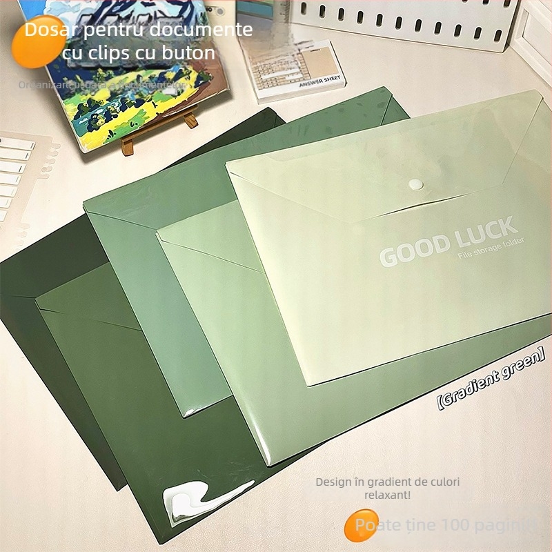 Buzunar Snaps pentru documente A4, plastic, grosime 0,5 cm, capacitate 1 pagină, personalizare disponibilă, logo imprimat