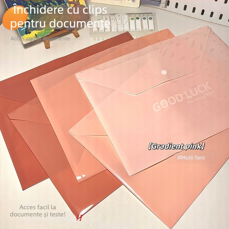 Buzunar Snaps pentru documente A4, plastic, grosime 0,5 cm, capacitate 1 pagină, personalizare disponibilă, logo imprimat