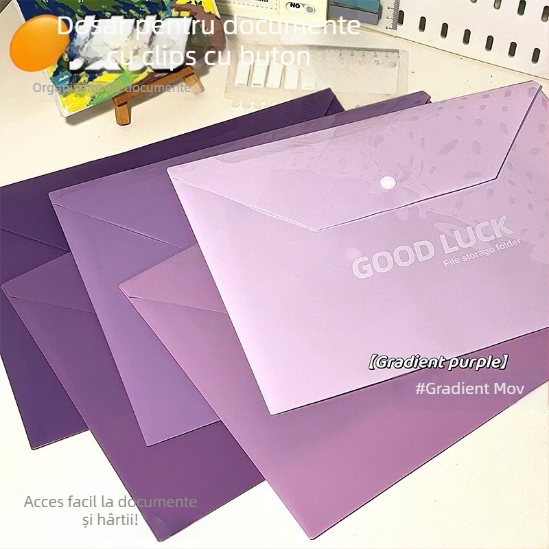 Buzunar Snaps pentru documente A4, plastic, grosime 0,5 cm, capacitate 1 pagină, personalizare disponibilă, logo imprimat