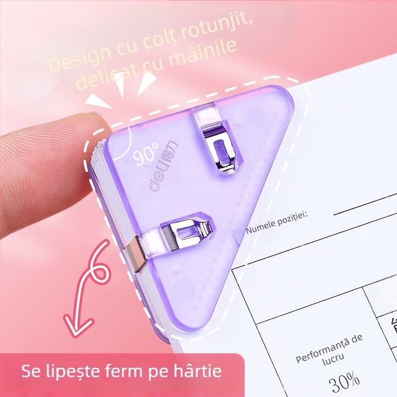 Deli Clip transparent triunghiular pentru documente – clip din plastic pentru hârtie și dosare