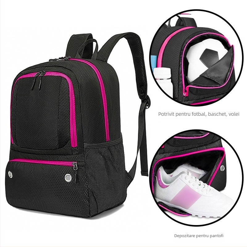 Rucsac baschet cu capacitate sub 20 L, compartiment separat pentru încălțăminte, compartiment impermeabil, material Oxford, compatibil cu laptop de 15 inch