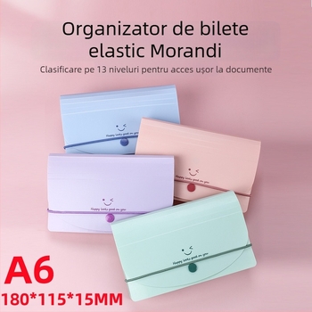 Dosar A6 din PP cu 13 compartimente, stil acordeon, clasificare TVA facturi, serie Smiley Face