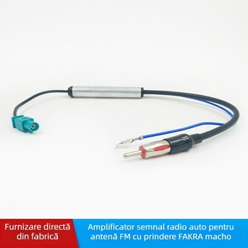 YESEME Amplificator de semnal pentru antena FM a mașinii, cu fir din cupru și cablu de alimentare