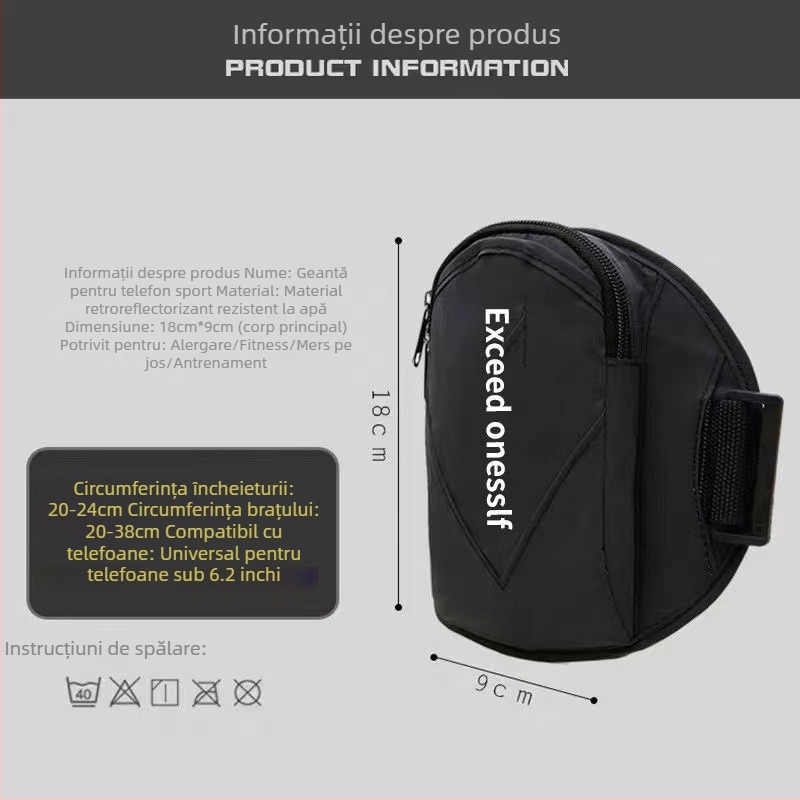 Van Lein Geantă de braț pentru telefon la alergare – armband impermeabil pentru sport în aer liber, unisex, poliester, culoare solidă, căptușeală poliester, reduce sarcina