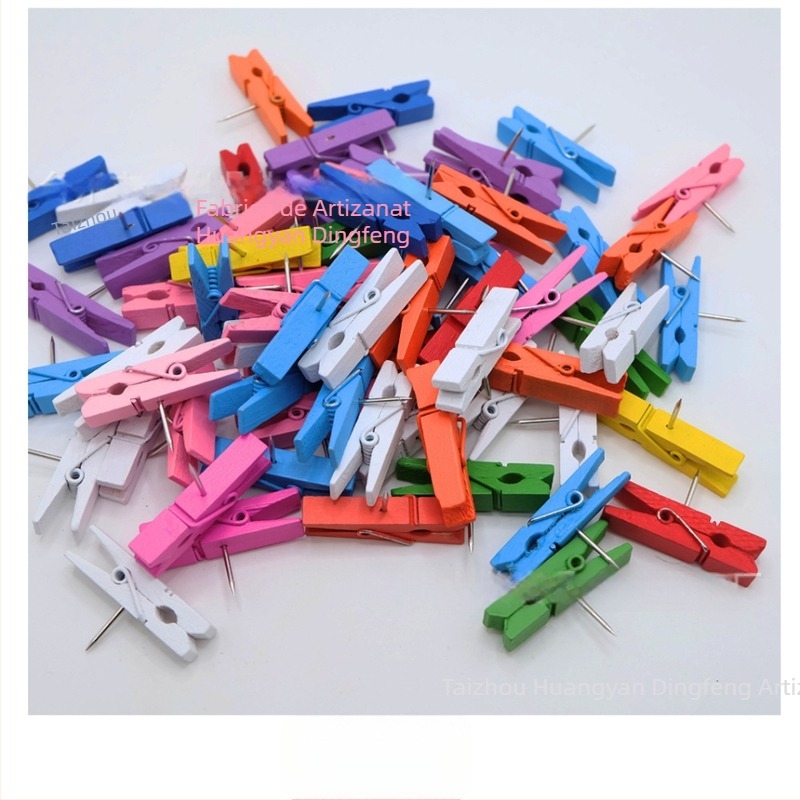 Pinuri colorate din lemn, 3,5 cm, temă grădiniță, decor pentru perete și birou