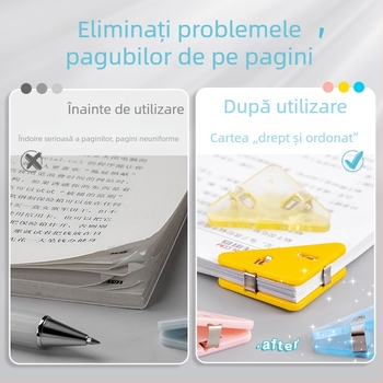 Bedome 501 Mapă cu Clip de Colț Triunghiular pentru Studenți, Clip Fix, Anti-Deformare, Clip de Colț Multifuncțional