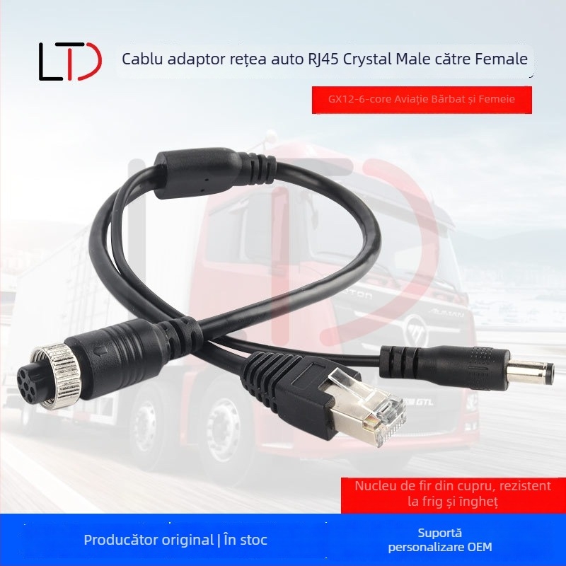 Longtaida conector 6P pentru automobil IPC cameră — adaptor cablu RJ45 cu cap crystal și carcasă PVC
