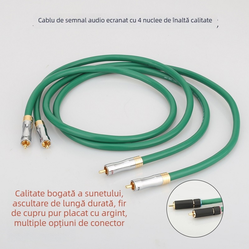 Cablu RCA audio cu 4 conductori din cupru pur, placat cu argint, pentru amplificatoare HIFI și decodoare CD