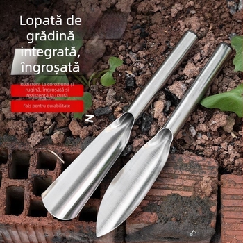 Lopată de grădină din oțel inoxidabil, într-o singură piesă, pentru plantarea florilor și legumelor, săpatul solului și plante sălbatice