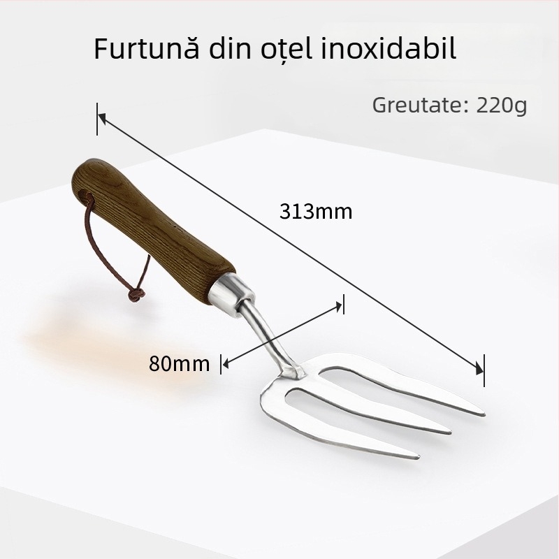 Set de unelte de grădină din oțel inoxidabil pentru uz casnic: lopățică pentru săpat, plantare și repotare; include lopățică mică și unelte mici de transplantare