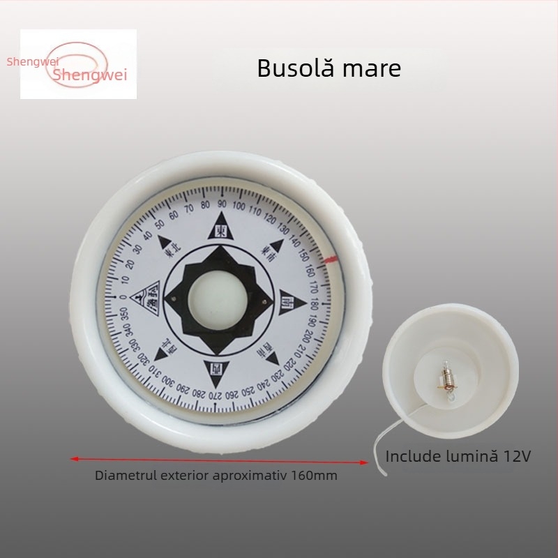 Busolă marină magnetică cu carcasă rezistentă la șocuri și apă, iluminare electrică