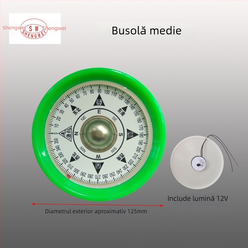 Busolă marină magnetică cu carcasă rezistentă la șocuri și apă, iluminare electrică