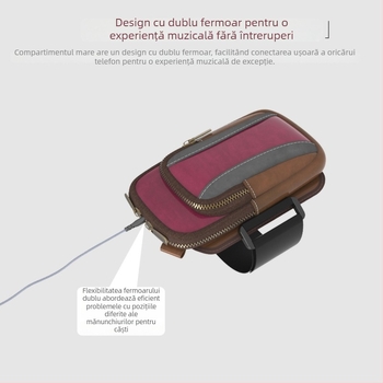 Geantă de braț pentru telefon pentru alergare - Unisex, PU material, respirabilă, pentru sporturi în aer liber, design urban simplu