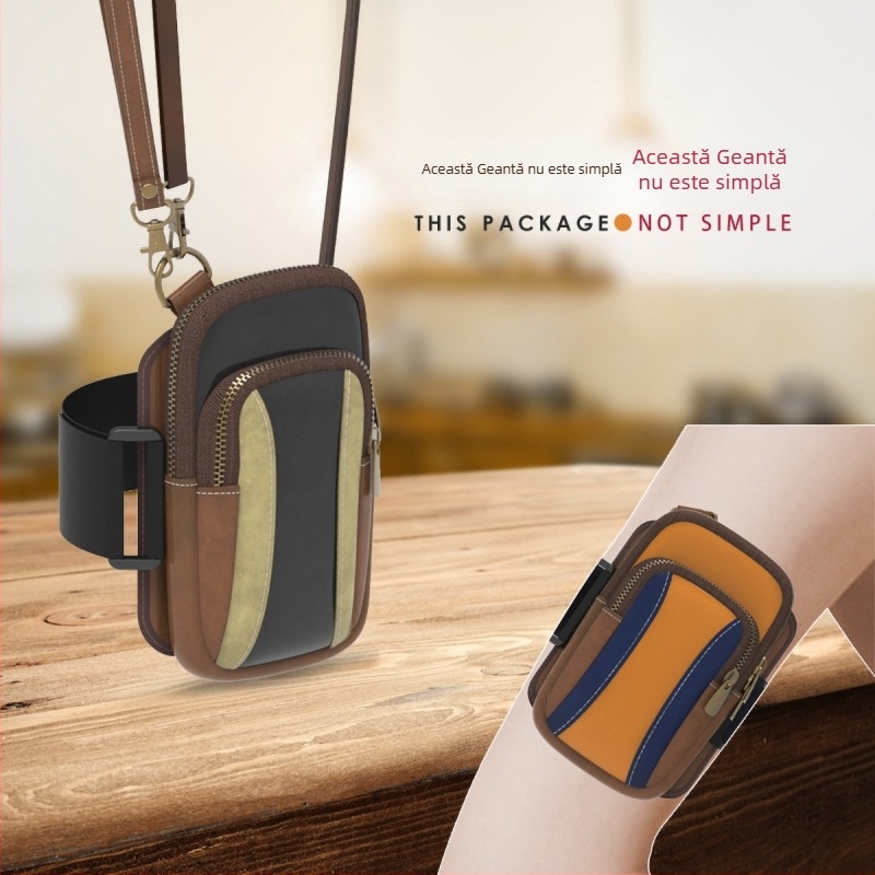 Geantă de braț pentru telefon pentru alergare - Unisex, PU material, respirabilă, pentru sporturi în aer liber, design urban simplu