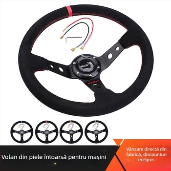 Volan sport din velur, model STW025, marca RASTP, potrivire universală.