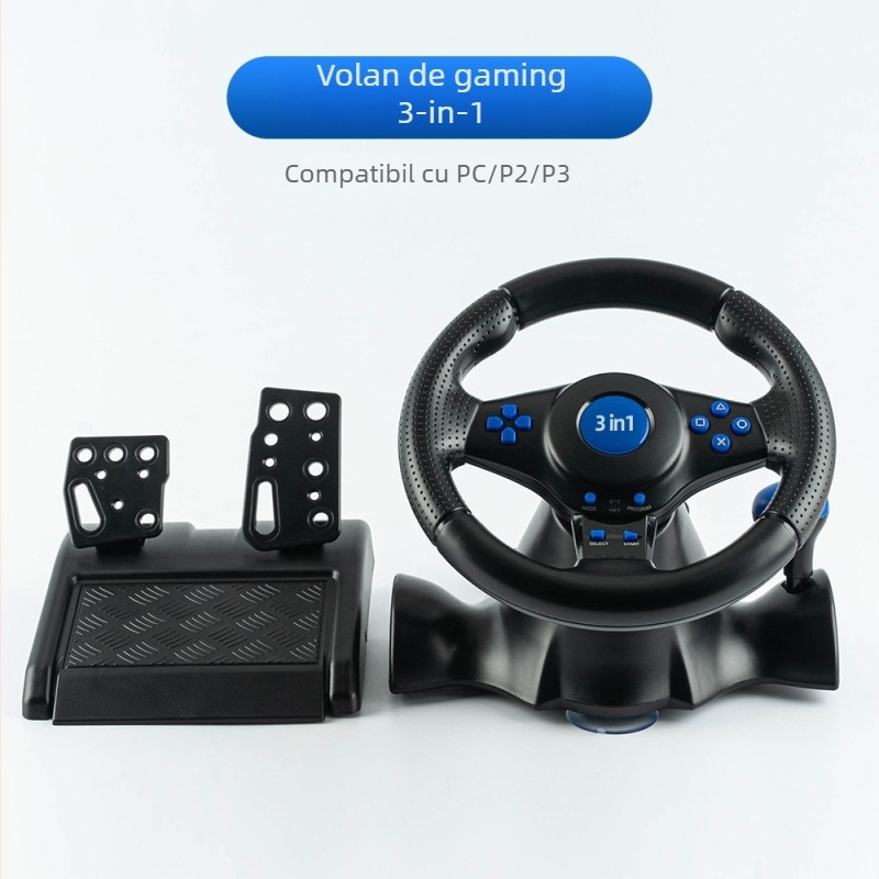 Volan de curse 3 în 1, conectare USB/P2, compatibil PC/Xbox/PS/Switch, material ABS, greutate 1850 g