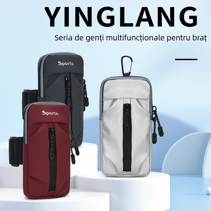 Geantă Yinglang pentru braț pentru sporturi în aer liber – suport pentru telefon la braț, impermeabilă, ultra-ușoară, respirabilă, model cu dungi