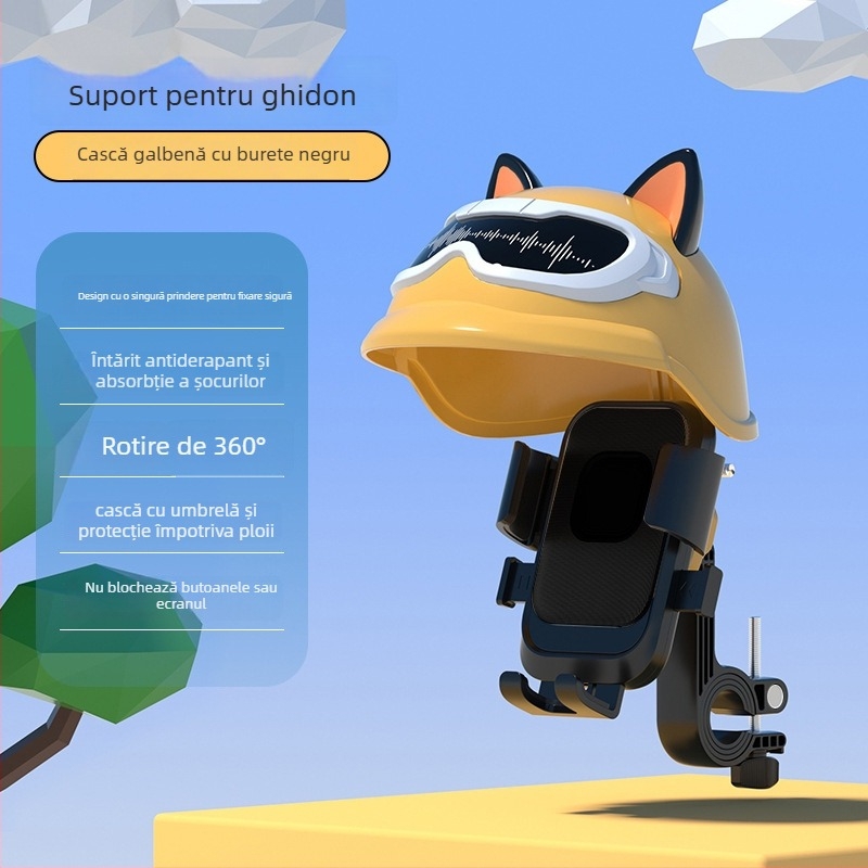 Valley Shichuan Technology XY-093 Suport pentru telefon pentru vehicule electrice — Suport rezistent la șocuri pentru curieri pe bicicletă, stil desen animat, protecție împotriva soarelui și ploii