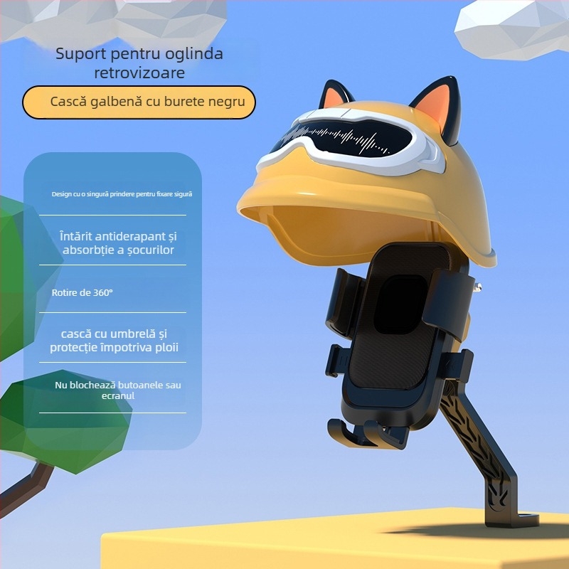 Valley Shichuan Technology XY-093 Suport pentru telefon pentru vehicule electrice — Suport rezistent la șocuri pentru curieri pe bicicletă, stil desen animat, protecție împotriva soarelui și ploii