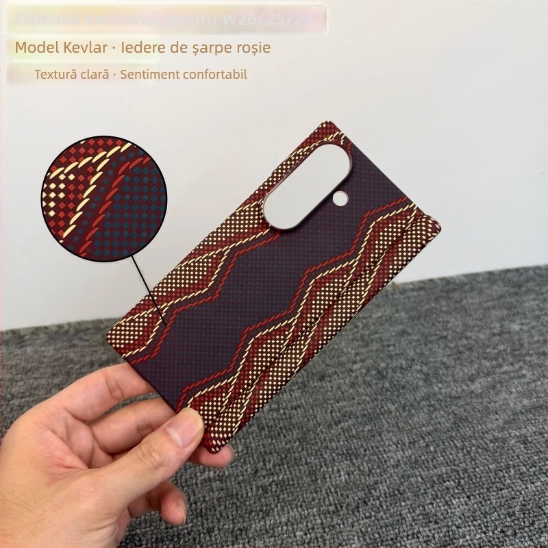 Carcasă de protecție Samsung Z Fold7 cu model Kevlar W26, Fold6 din policarbonat, protecție cu axă centrală dublă, anti-cădere, anti-uzură și anti-amprente