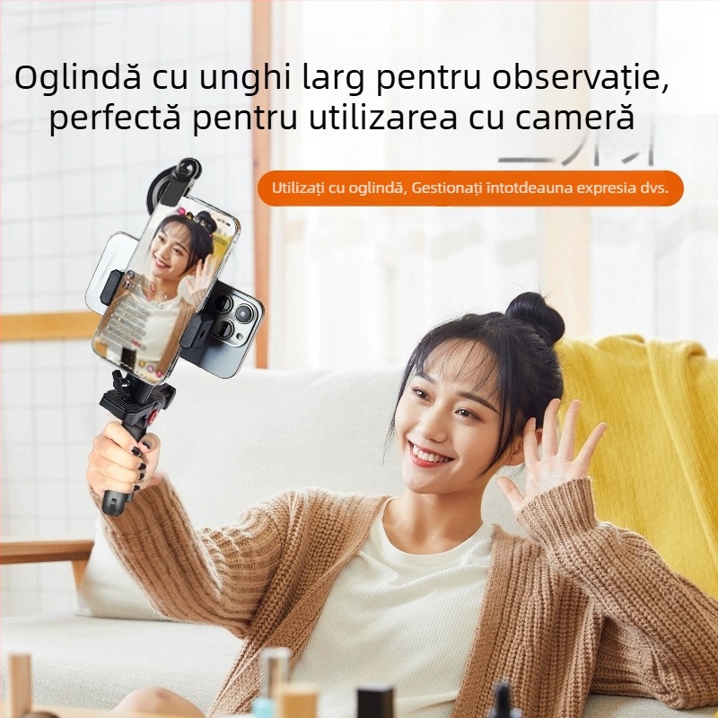 Suport auto pentru telefon cu funcții teleprompter pentru utilizare pe birou sau în mână - portabil, gata pentru subtitrări (Plastic; Fără personalizare; Brand: Other; Stil: General)