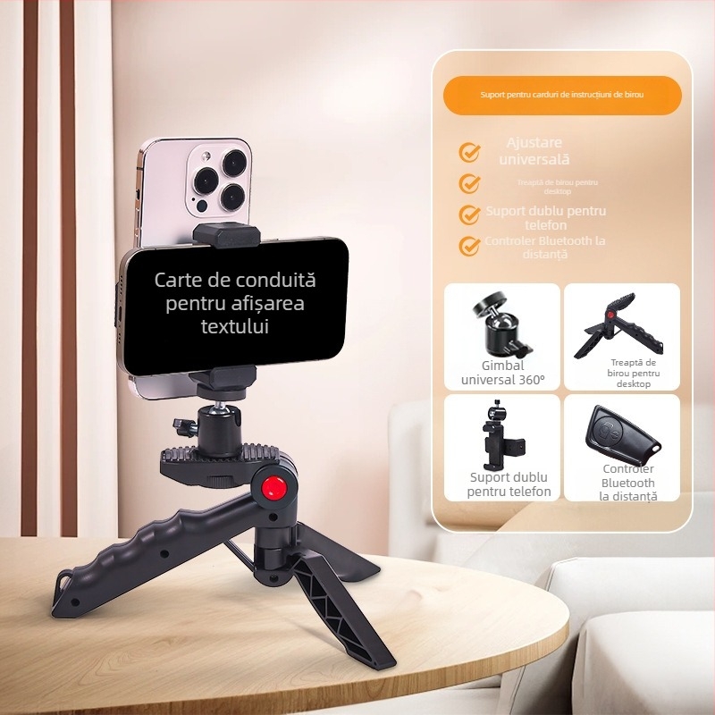 Suport auto pentru telefon cu funcții teleprompter pentru utilizare pe birou sau în mână - portabil, gata pentru subtitrări (Plastic; Fără personalizare; Brand: Other; Stil: General)