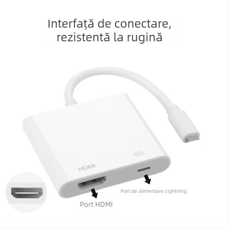 Adaptor iPhone Lightning către HDMI – fir de cupru, interfață HDMI, carcasă din plastic