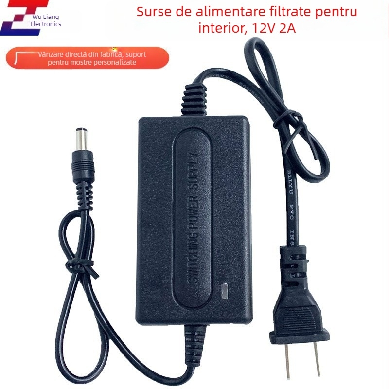 Adaptor de alimentare 12V 2A pentru camere de supraveghere interioare, seria sursă de alimentare pentru monitorizare, greutate 0,102 kg