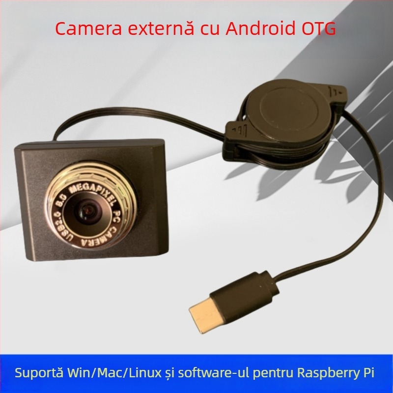 Cameră USB cu microfon încorporat pentru Raspberry Pi 4/5, 1080p (1920x1080) 30fps, USB 2.0, fără driver