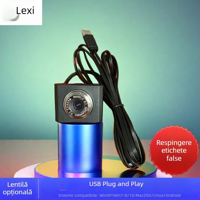 Cameră USB cu microfon încorporat pentru Raspberry Pi 4/5, 1080p (1920x1080) 30fps, USB 2.0, fără driver